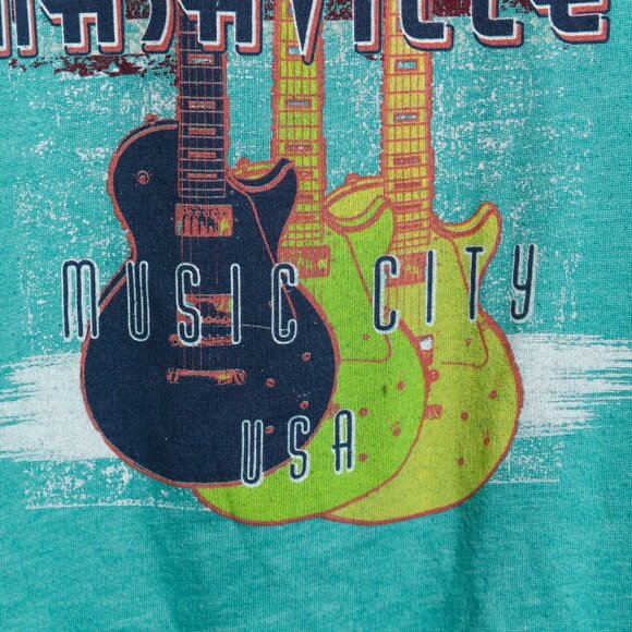 Nashville Tennessee Hoodie Mens Medium Teal Country Music Full Zip - Picture 7 of 8